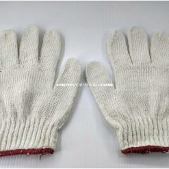 ถุงมือผ้าขาวขอบแดง 4 ขีด
