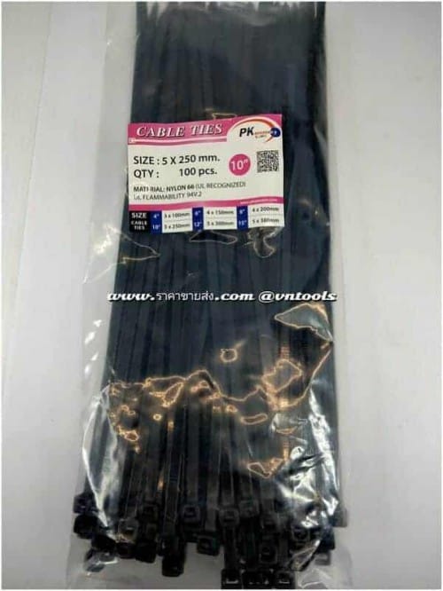 เคเบิ้ลไทร์ สายรัดหนวดกุ้ง ไนล่อน สีดำ 10นิ้ว