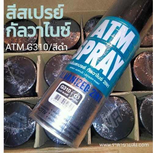 สีสเปรย์ กัลวาไนซ์ 2IN1 สีดำ G310 ยกลัง 12 กระป๋อง
